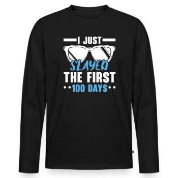 Alles Gute zum 100. Schultag Lehrer Student Educator - Männer Premium Bio Langarmshirt - Schwarz - Vorne - Nico (187cm)