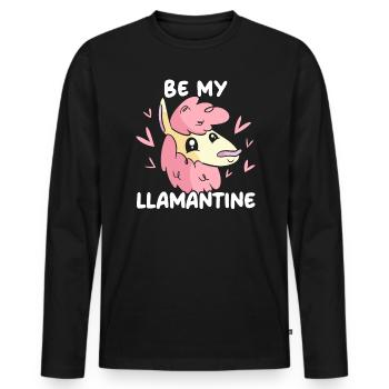 Valentinstag Herztag Amor Liebe Lama Liebhaber - Männer Premium Bio Langarmshirt - Schwarz - Vorne - Nico (187cm)