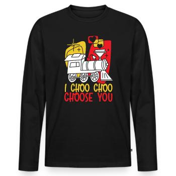 I Choo Choo Choose You Valentines Day Train Lover - T-shirt manches longues Premium bio Homme - noir - Devant - Nico (187cm)