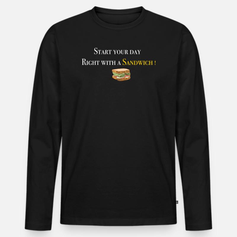 Start with Sandwich 2 - Männer Premium Bio Langarmshirt - Schwarz