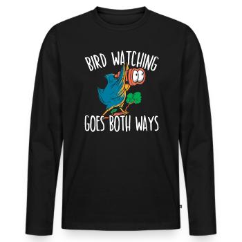 Bird Watching Goes Both Ways Bird Conspiracy - Men's Premium Organic Long Sleeve Shirt - black - Front - Nico (187cm)