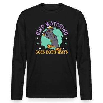 Bird Watching Goes Both Ways Bird Conspiracy - Men's Premium Organic Long Sleeve Shirt - black - Front - Nico (187cm)