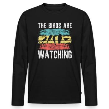 The Birds Are Watching Bird Conspiracy Theory - Men's Premium Organic Long Sleeve Shirt - black - Front - Nico (187cm)
