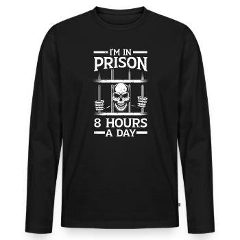 Ich bin 8 Stunden am Tag im Gefängnis Justizvollzugsbeamter - Männer Premium Bio Langarmshirt - Schwarz - Vorne - Nico (187cm)