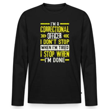 Ich bin ein Justizvollzugsbeamter Gefängniswärter - Männer Premium Bio Langarmshirt - Schwarz - Vorne - Nico (187cm)