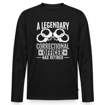 Ein legendärer Justizvollzugsbeamter ist in den Ruhestand gegangen - Männer Premium Bio Langarmshirt - Schwarz - Vorne - Nico (187cm)