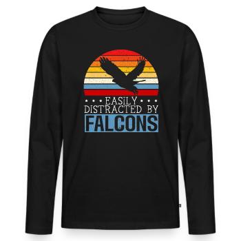 Facilement distrait par les faucons Maître Fauconnier - T-shirt manches longues Premium bio Homme - noir - Devant - Nico (187cm)