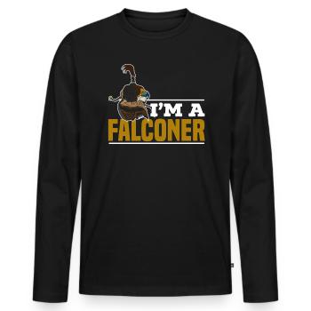 Fauconnerie Faucon Amant Maître Chasseur Fauconnier - T-shirt manches longues Premium bio Homme - noir - Devant - Nico (187cm)