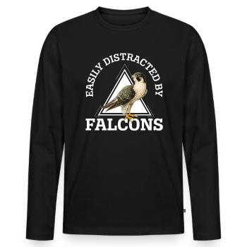 Facilement distrait par les faucons Maître Fauconnier - T-shirt manches longues Premium bio Homme - noir - Devant - Nico (187cm)