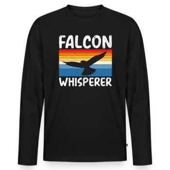 Fauconnerie Faucon Chuchoteur Maître Chasseur Fauconnier - T-shirt manches longues Premium bio Homme - noir - Devant - Nico (187cm)