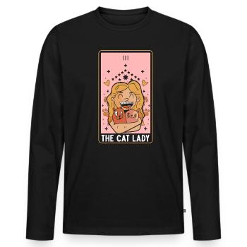Die Katzendame Tarotkarte liest okkulte dunkle Magie - Männer Premium Bio Langarmshirt - Schwarz - Vorne - Nico (187cm)