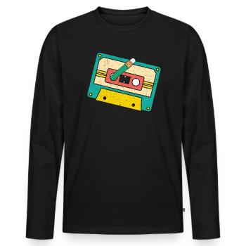 Cassette Tape Music Lover National Retro Day - Men's Premium Organic Long Sleeve Shirt - black - Front - Nico (187cm)