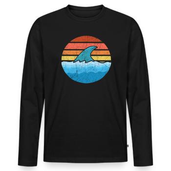 Journée nationale rétro Vintage Old Classic Shark - T-shirt manches longues Premium bio Homme - noir - Devant - Nico (187cm)