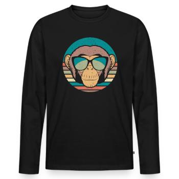 Retro Cheetah sur Zookeeper Wildlife Animal Zoo - T-shirt manches longues Premium bio Homme - noir - Devant - Nico (187cm)