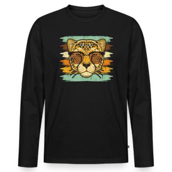 Retro Cheetah sur Zookeeper Wildlife Animal Zoo - T-shirt manches longues Premium bio Homme - noir - Devant - Nico (187cm)
