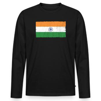 Tag der indischen Republik Hindustani indische Flagge - Männer Premium Bio Langarmshirt - Schwarz - Vorne - Nico (187cm)