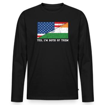 Yes I'm Both Of Them India Republic Day USA Flag - Men's Premium Organic Long Sleeve Shirt - black - Front - Nico (187cm)