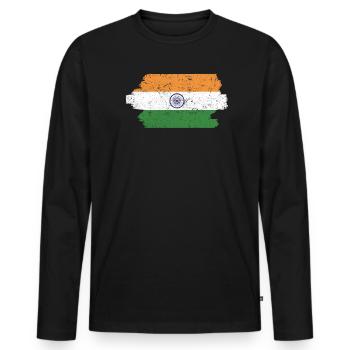 Tag der indischen Republik Hindustani indische Flagge - Männer Premium Bio Langarmshirt - Schwarz - Vorne - Nico (187cm)