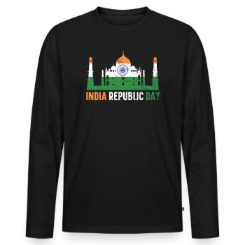 Tag der indischen Republik Hindustani indische Flagge - Männer Premium Bio Langarmshirt - Schwarz - Vorne - Nico (187cm)