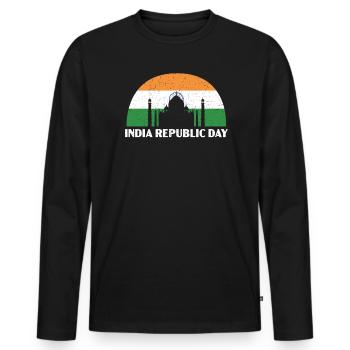 Tag der indischen Republik Hindustani indische Flagge - Männer Premium Bio Langarmshirt - Schwarz - Vorne - Nico (187cm)