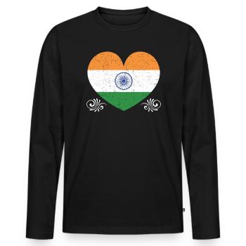 Tag der indischen Republik Hindustani indische Flagge - Männer Premium Bio Langarmshirt - Schwarz - Vorne - Nico (187cm)