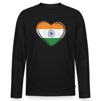 Tag der indischen Republik Hindustani indische Flagge - Männer Premium Bio Langarmshirt - Schwarz - Vorne - Nico (187cm)