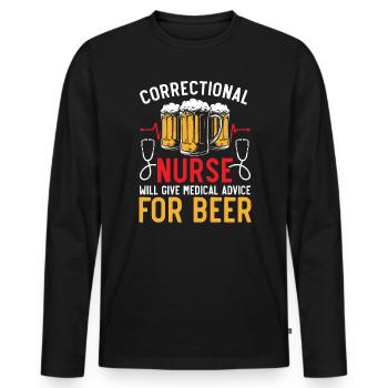 Correctional Nurse Medical Worker Gefängniskrankenschwester - Männer Premium Bio Langarmshirt - Schwarz - Vorne - Nico (187cm)