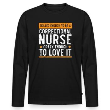 Infirmière correctionnelle Travailleur médical Infirmière pénitentiaire - T-shirt manches longues Premium bio Homme - noir - Devant - Nico (187cm)
