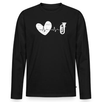 Joueur de tuba Instrumentiste d’instruments de musique - T-shirt manches longues Premium bio Homme - noir - Devant - Nico (187cm)