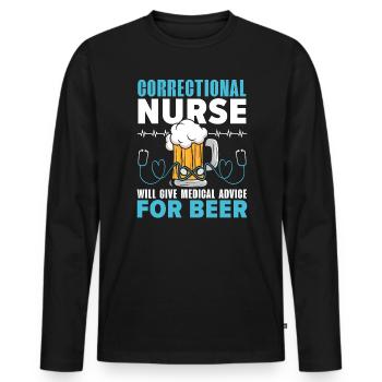 Correctional Nurse Medical Worker Gefängniskrankenschwester - Männer Premium Bio Langarmshirt - Schwarz - Vorne - Nico (187cm)