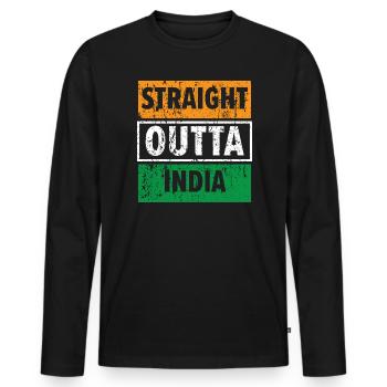 Straight Outta India Happy Republic Day Indian - T-shirt manches longues Premium bio Homme - noir - Devant - Nico (187cm)