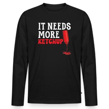It Needs More Ketchup King Ketchup Queen - Men's Premium Organic Long Sleeve Shirt - black - Front - Nico (187cm)