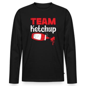 Team Ketchup Condiments Food Lover Tomato Ketchup - Men's Premium Organic Long Sleeve Shirt - black - Front - Nico (187cm)