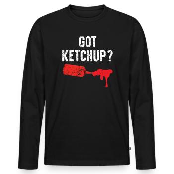 Got Ketchup Condiments Food Lover Tomato Ketchup - Men's Premium Organic Long Sleeve Shirt - black - Front - Nico (187cm)