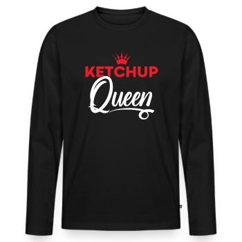 Condiments Food Lover Tomato Ketchup Queen - Men's Premium Organic Long Sleeve Shirt - black - Front - Nico (187cm)