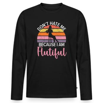 Hasse mich nicht, weil ich ein flötenhafter Flötenspieler bin - Männer Premium Bio Langarmshirt - Schwarz - Vorne - Nico (187cm)