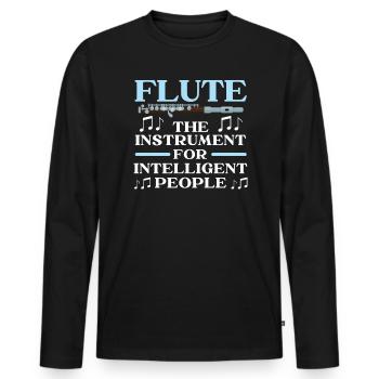 Flute The Instrument For Intelligent People - Men's Premium Organic Long Sleeve Shirt - black - Front - Nico (187cm)