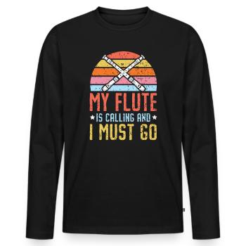 Meine Flöte ruft und ich muss Flötenspieler gehen - Männer Premium Bio Langarmshirt - Schwarz - Vorne - Nico (187cm)