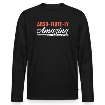 Abso-flute-ly Amazing Flute Player Musician - Men's Premium Organic Long Sleeve Shirt - black - Front - Nico (187cm)