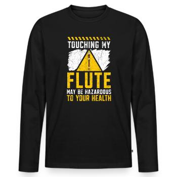 Touching My Flute May Be Hazardous For Your Health - Men's Premium Organic Long Sleeve Shirt - black - Front - Nico (187cm)