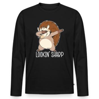 Lookin' Sharp Hedgehog Hedgie Wildlife Animal - T-shirt manches longues Premium bio Homme - noir - Devant - Nico (187cm)