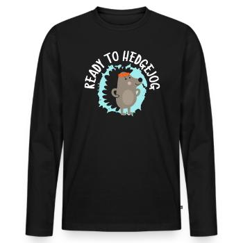 Ready To Hedgejog Hedgehog Hedgie Wildlife Animal - Men's Premium Organic Long Sleeve Shirt - black - Front - Nico (187cm)