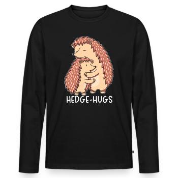Hedge-hugs Hedgehog Lover Hedgie Wildlife Animal - Men's Premium Organic Long Sleeve Shirt - black - Front - Nico (187cm)