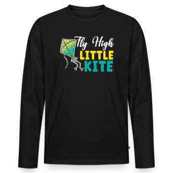Fly High Little Kite Flying Lover Kite Whisperer - Men's Premium Organic Long Sleeve Shirt - black - Front - Nico (187cm)