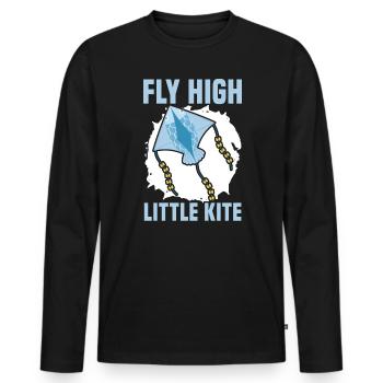 Fly High Little Kite Flying Lover Kite Whisperer - Men's Premium Organic Long Sleeve Shirt - black - Front - Nico (187cm)