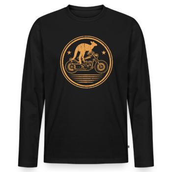 Motorcycle Kangaroo Wildlife Animal Australia - Men's Premium Organic Long Sleeve Shirt - black - Front - Nico (187cm)