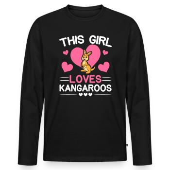 This Girl Loves Kangaroos Safari Wildlife Animal - Men's Premium Organic Long Sleeve Shirt - black - Front - Nico (187cm)