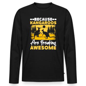 Because Kangaroos Are Freaking Awesome Wildlife - Men's Premium Organic Long Sleeve Shirt - black - Front - Nico (187cm)