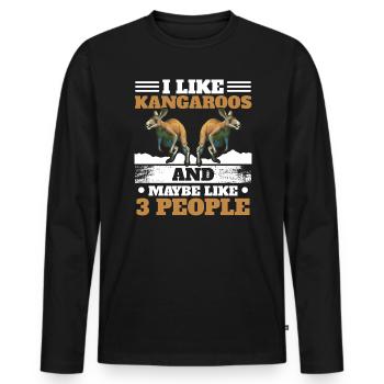 I Like Kangaroos And Maybe Like 3 People Wildlife - Men's Premium Organic Long Sleeve Shirt - black - Front - Nico (187cm)