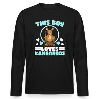 This Boy Loves Kangaroos Wildlife Animal Australia - Men's Premium Organic Long Sleeve Shirt - black - Front - Nico (187cm)